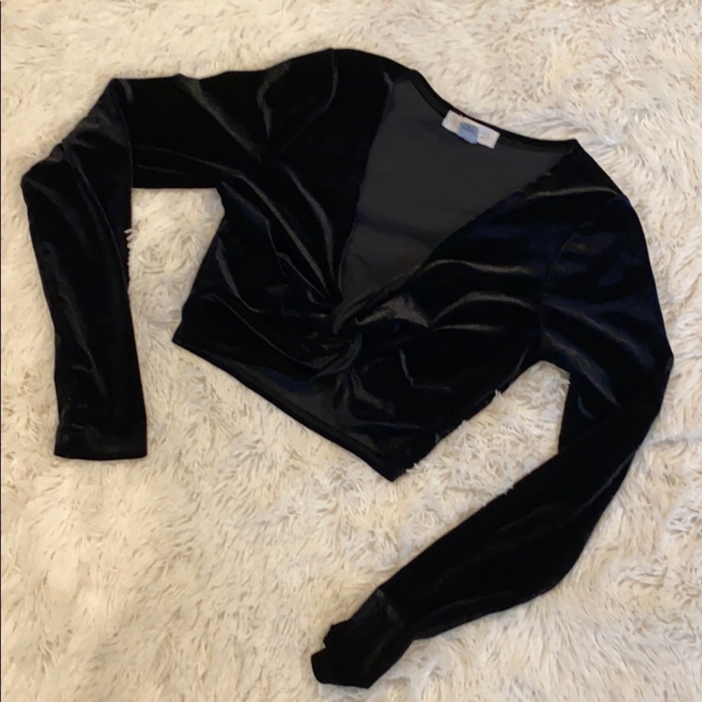 Forever 21 long sleeve velvet crop top